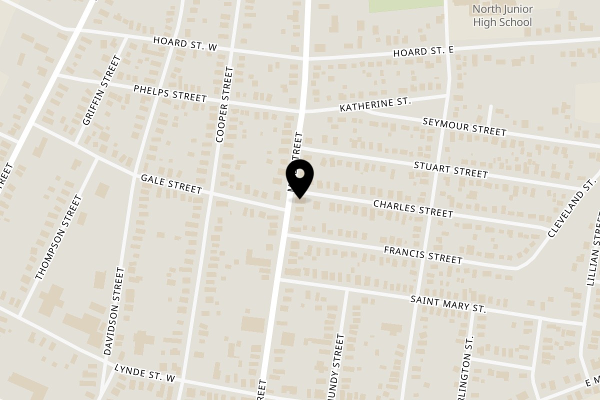 Map showing the location of Papa Tino's Pizzeria on 716 Mill St in Watertown